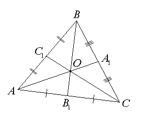 координати точки перетину медіан трикутника